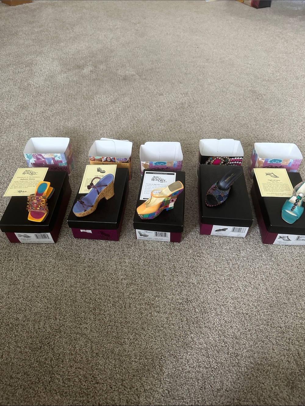Lot of 5 Just The Right Shoe Beaded Mini Wedge in Yellow, Pink, Teal and others